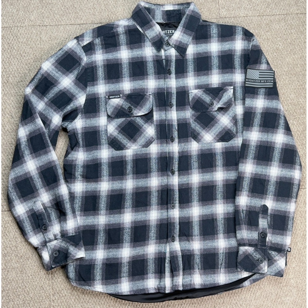 Howitzer‎ Men's Button Up Long Sleeve Lined Plaid Flannel Shirt Size Medium